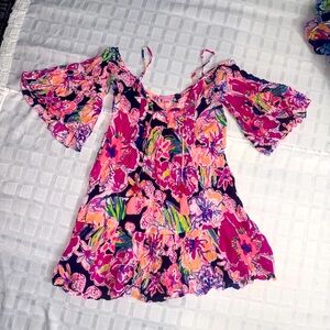 Lilly Pulitzer Pink Floral Off-Shoulder Alana dress 🦄